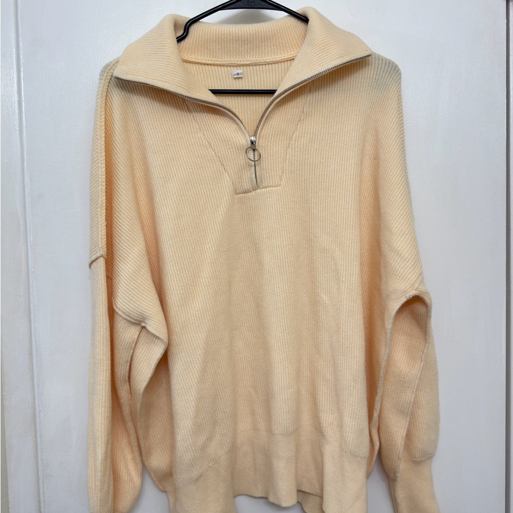 Amazon Women's Beige Zip-Up Sweater